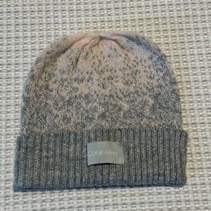 Calvin Klein Gray and Pink Knit Beanie